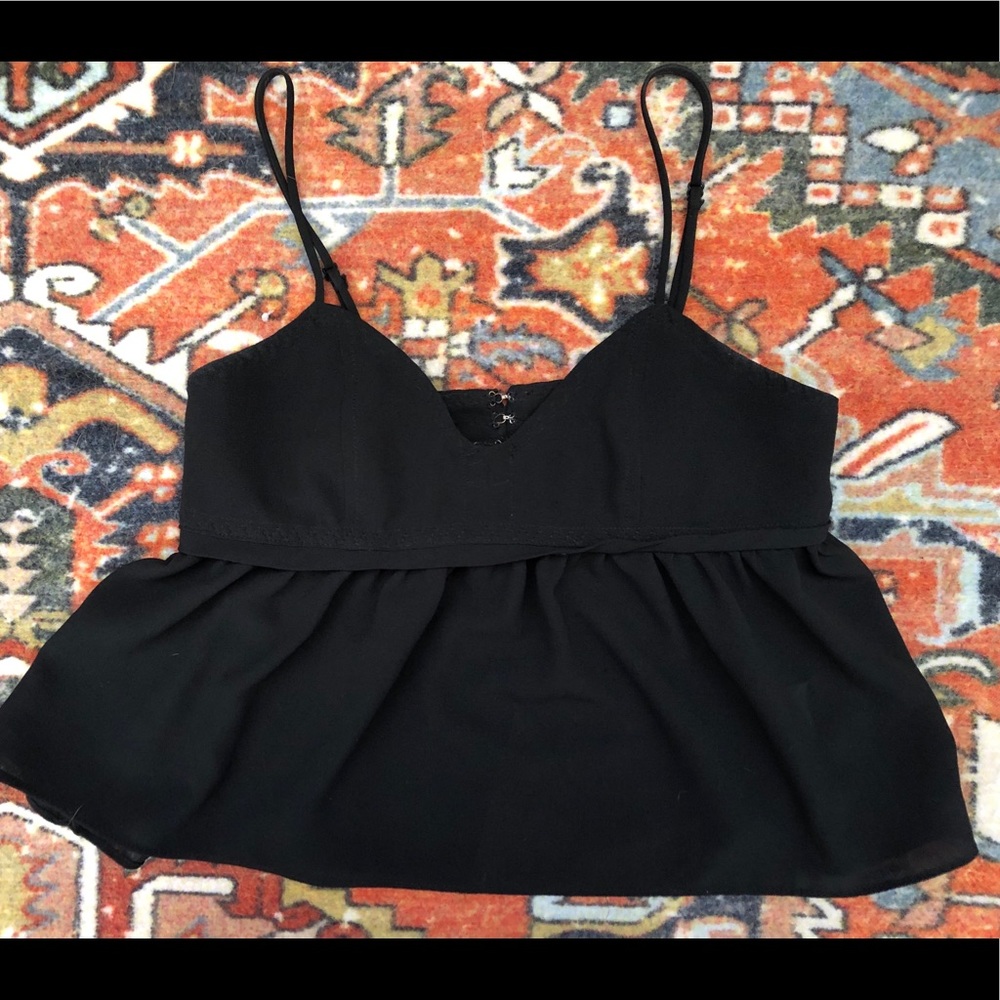 ✨Black Kimchi Blue Crop Top Peplum Tank